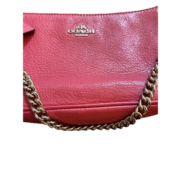 COACH Mini Dark Pink Wristlet Purse Bag w Chain Y2K Travel Minimalist Feminine - Picture 4 of 6